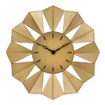 La Crosse Technology 12.8 in. Gold Metal Sunray Quartz Wall Clock - Mid-Century Sunburst Design thumbnail 1