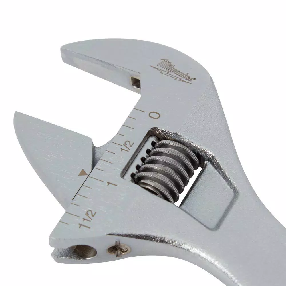 Milwaukee 8 in. Wide Jaw Adjustable Wrench, Chrome-Plated Steel, 48-22-7508