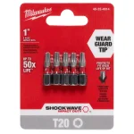 Milwaukee SHOCKWAVE Torx T20 1 in. Impact Duty Steel Screwdriver Bits, 5-Pack thumbnail 2