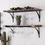 StyleWell 6-Bottle Natural Wood and Metal Wall Mounted Wine Rack thumbnail 3