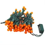 LUMABASE 70-Light LED Orange Globe String Lights, Weather Resistant, 14.58 ft, Green Cord thumbnail 1