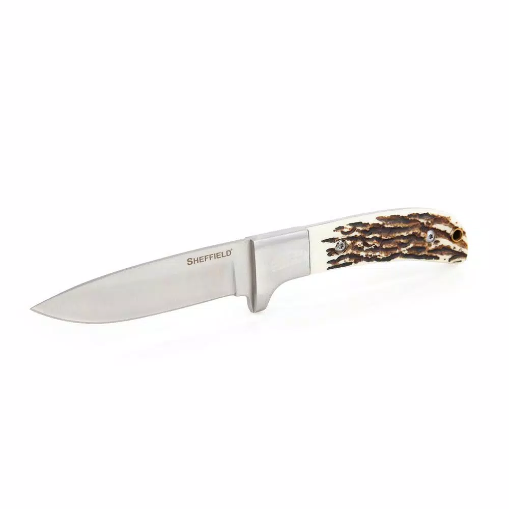 Sheffield 12190 Herod Stag Series 3.75 in. Drop Point Fixed Blade Hunting Knife