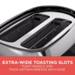 BLACK+DECKER 2-Slice Extra Wide Slot Toaster with Temperature Control, Black thumbnail 3