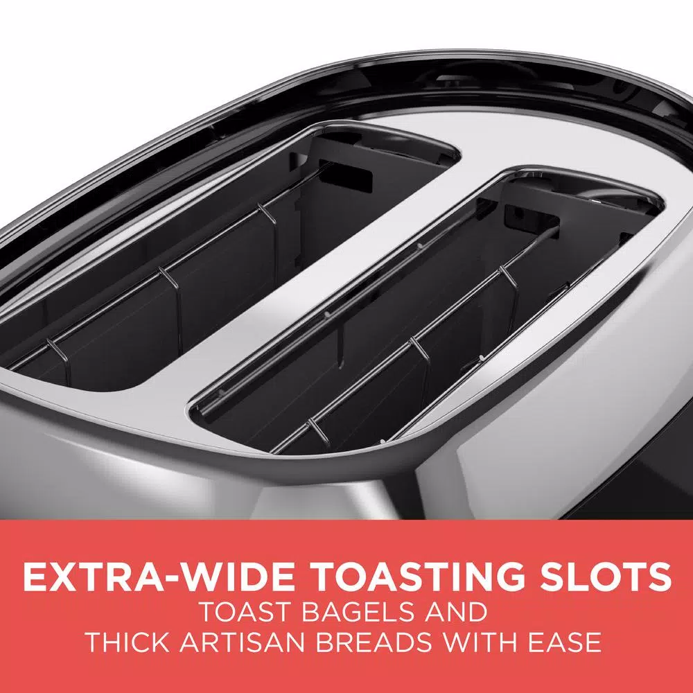 BLACK+DECKER 2-Slice Extra Wide Slot Toaster with Temperature Control, Black