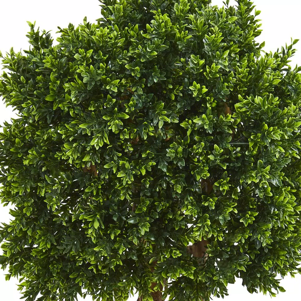 Nearly Natural 46 in. Artificial Boxwood Topiary Tree, UV Resistant Indoor/Outdoor Silk Plant with Planter
