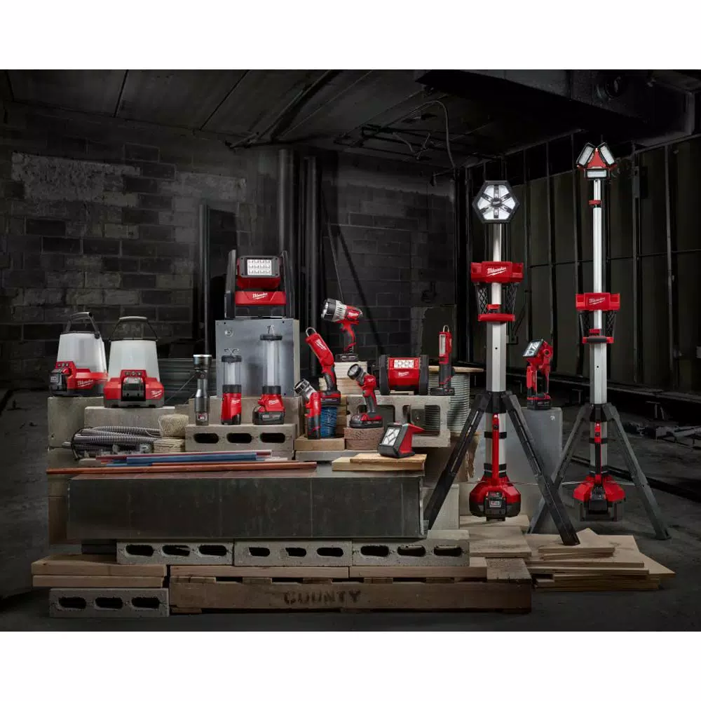Milwaukee M12 ROVER 1000 Lumen LED Compact Flood Light & Bluetooth Jobsite Speaker Kit with 3.0 Ah Battery