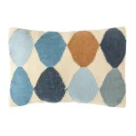 3R Studios Off-White Geometric Pattern Lumbar Throw Pillow, Blue and Brown, 26 x 16 in. thumbnail 1