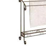 Benjara Modern Freestanding Metal Towel Rack with 3 Chrome Bars - Dark Bronze thumbnail 5