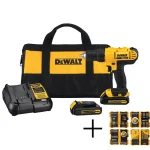 DEWALT 20V MAX Cordless 1/2 in. Drill/Driver Combo Kit with (2) 1.3Ah Batteries & 140-Piece Screwdriving Set thumbnail 1