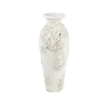 LITTON LANE Textural White Large Floor Vase with Sculptural Coral and Barnacle Nautical Decor thumbnail 2