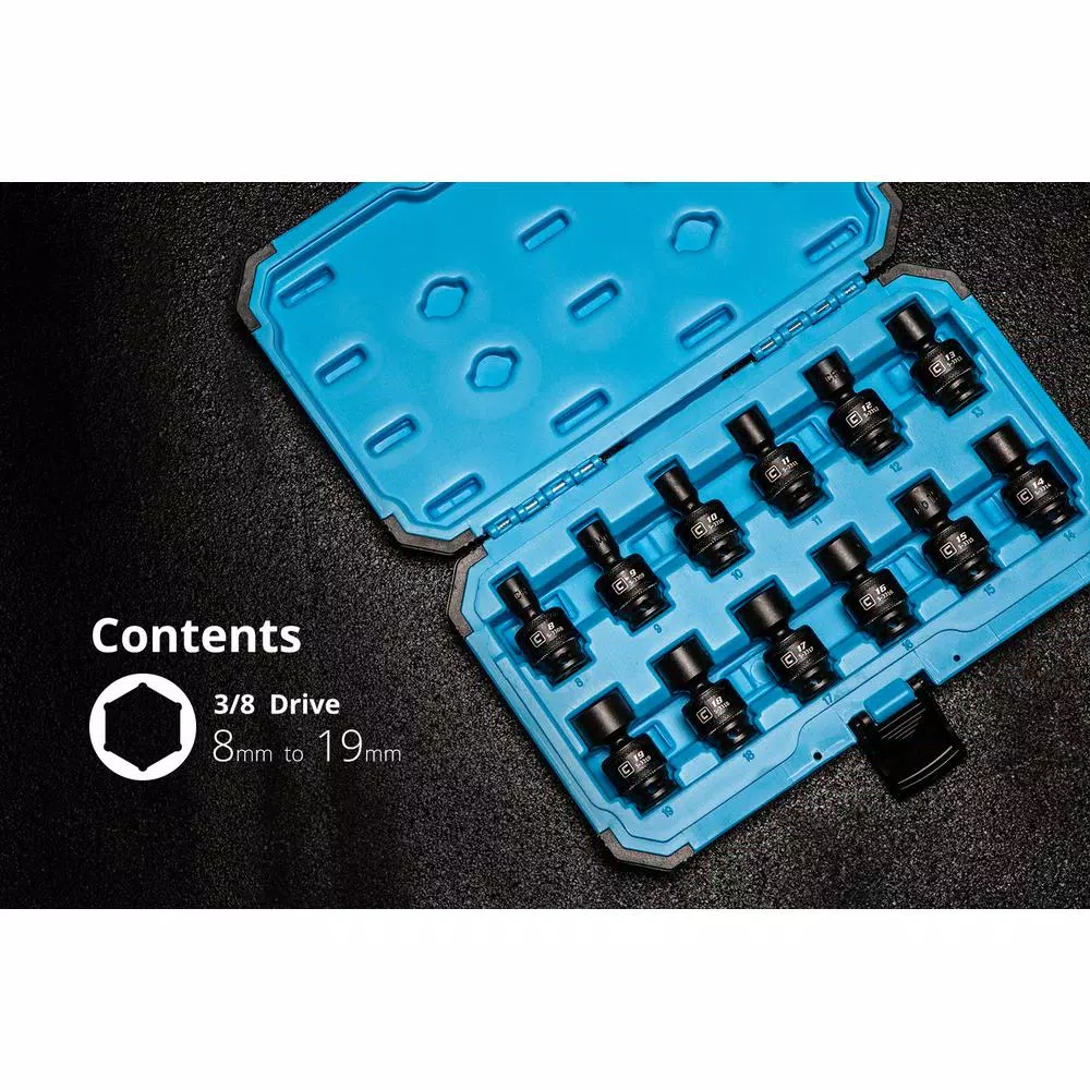 Capri Tools 3/8 in. Drive Metric Universal Impact Socket Set, 12-Piece