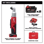 Milwaukee M18 18V Cordless 1/4 in. Hex 2-Speed Right Angle Impact Driver Kit with (2) 3.0 Ah Batteries, Charger & Case thumbnail 2