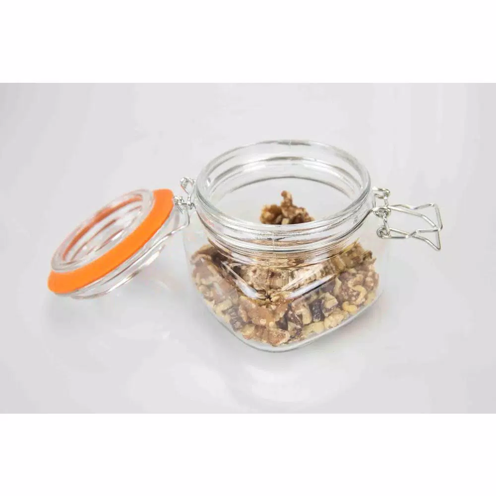 Home Basics 4-Piece Glass Kitchen Canister Set with Airtight Metal Clamp Flip Top Lids