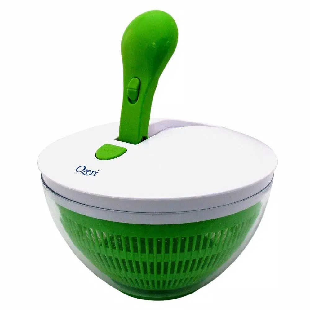 Ozeri FRESHSPIN Salad Spinner and Serving Bowl, Swiss Designed, BPA-Free, Green
