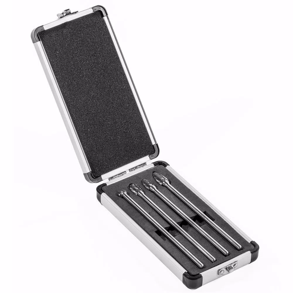 XtremepowerUS 6 in. Long Reach Double Cut Carbide Rotary Burr Bit Set, 4-Piece