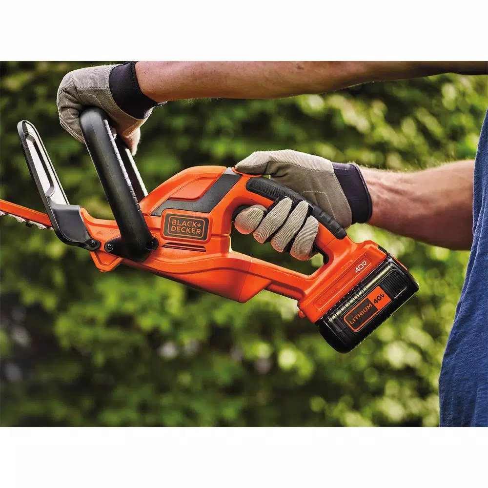 BLACK+DECKER 40V Lithium-Ion Cordless Hedge Trimmer with 22 in. Dual-Action Blade, Battery and Charger Included