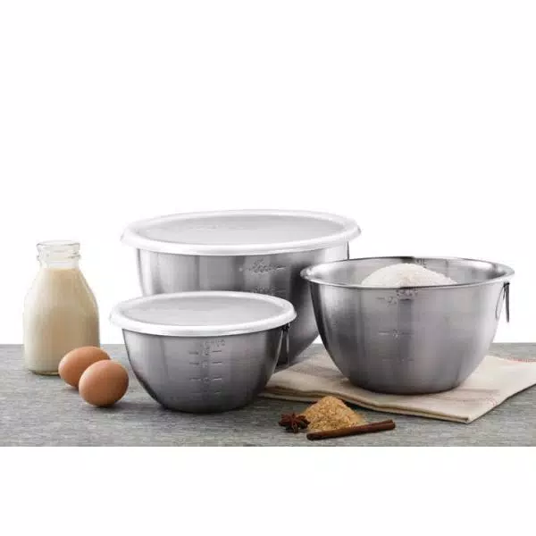 Tovolo 3-Piece Stainless Steel Mixing Bowl Set with Tight-Seal Lids