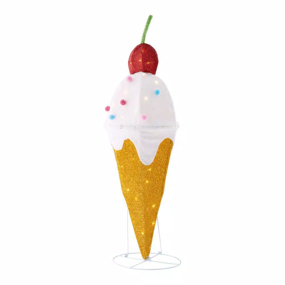 Home Accents Holiday 42 in. Warm White 40-Light LED Ice Cream Yard Decoration