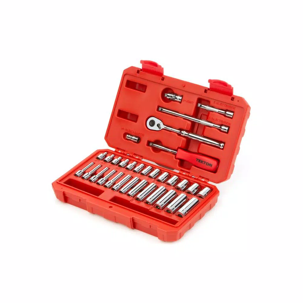 TEKTON 33-Piece 1/4 in. Drive 6-Point Metric Socket and Ratchet Set