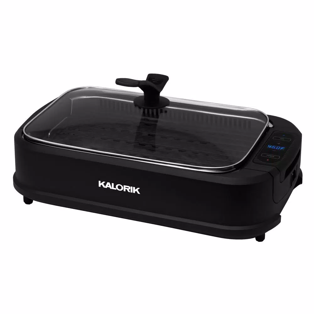 Kalorik Electric Indoor Smokeless Grill, 1500W Countertop Grill with Smoke Extraction Fan
