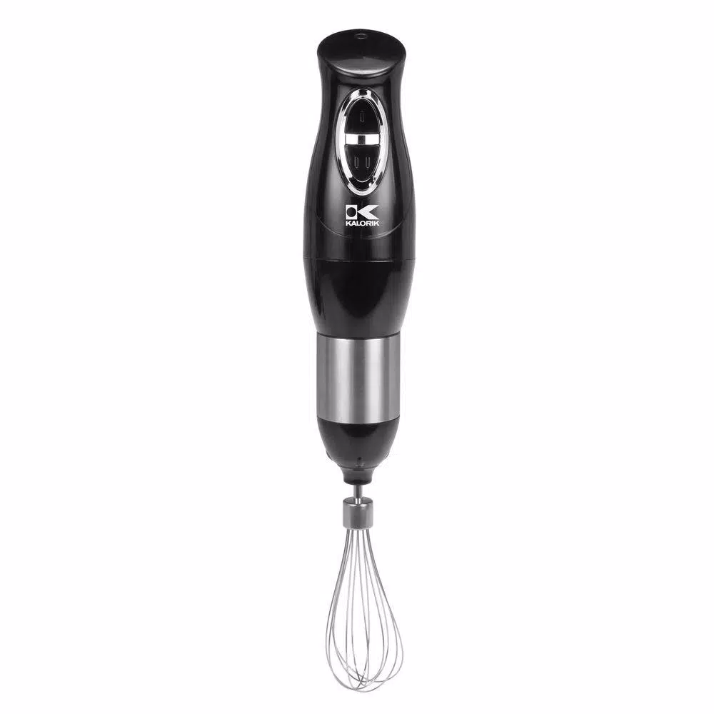 KALORIK 3-in-1 Black Stainless Steel Hand Mixer with Food Chopper, Whisk, and Mixing Cup
