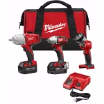 Milwaukee M18 18V Lithium-Ion Cordless 3-Tool Combo Kit with (2) 3.0 Ah Batteries, Charger, and Tool Bag thumbnail 1