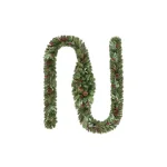 Home Accents Holiday Woodmoore 17 ft. Artificial Christmas Garland with Poinsettias, Berries, and Pinecones thumbnail 1
