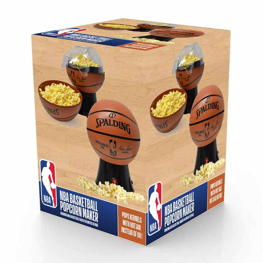 Uncanny Brands NBA Spalding Basketball Hot Air Popcorn Maker, 1200W, Orange and Black