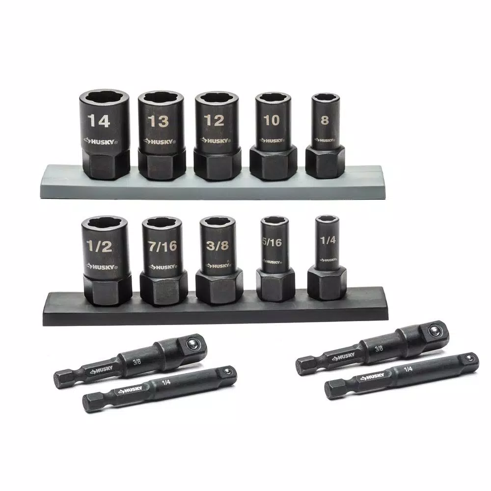 Husky Dual Direction Extraction Socket Set, SAE/Metric, 14-Piece