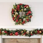 Village Lighting Company 9 ft. Pre-Lit LED Scarlet Hydrangea Artificial Garland with Warm White Lights thumbnail 5
