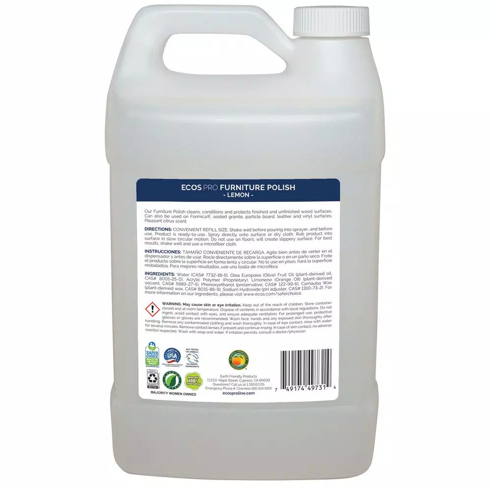 ECOS Pro Furniture Polish, 128 oz. Plant-Based Wood Cleaner and Conditioner