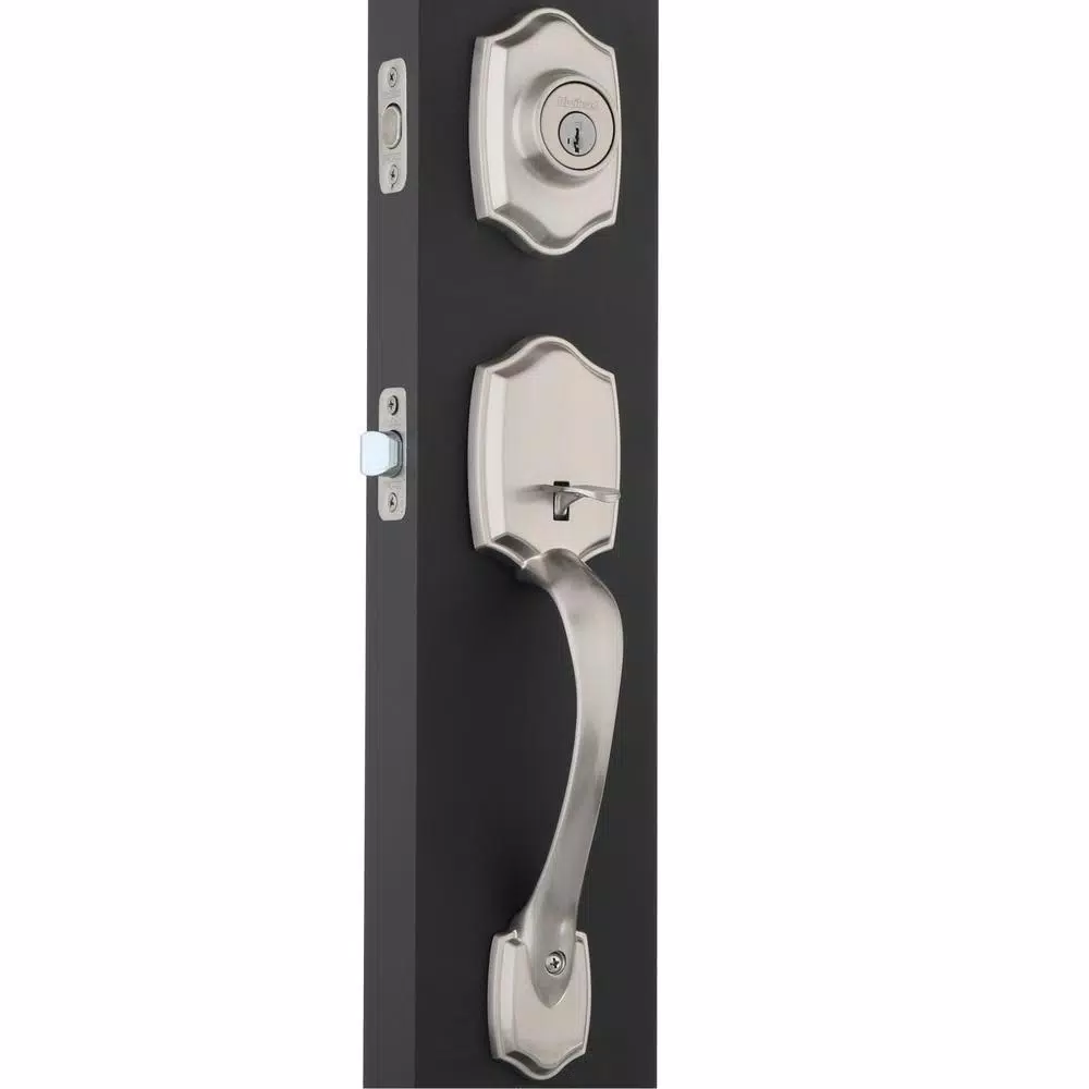 Kwikset Belleview Double Cylinder Handleset, Satin Nickel, Exterior Pack with SmartKey Security