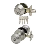 Copper Creek Colonial Satin Stainless Steel Entry Door Knob and Deadbolt Combo Lockset thumbnail 1
