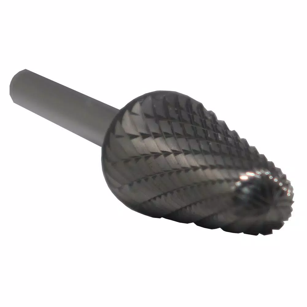 Drill America 3/4 in. x 1-1/2 in. Cone Solid Carbide Burr Rotary File Bit, 1/4 in. Shank