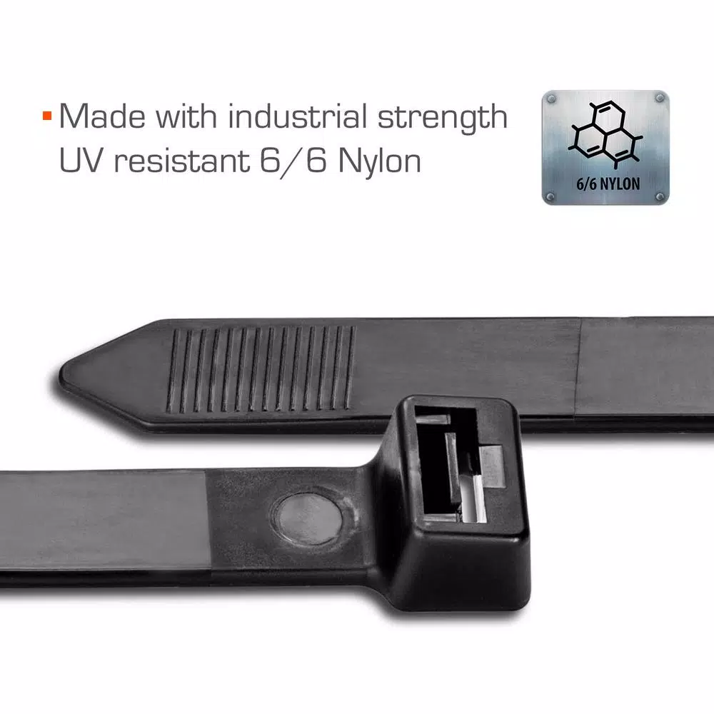 TR Industrial 8.9 in. Ultra Heavy-Duty UV Resistant Cable Ties, 250 lb. Tensile Strength (50-Pack)