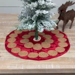 VHC Brands 21 in. Red Memories Glam Christmas Mini Tree Skirt with Gold Trim thumbnail 4