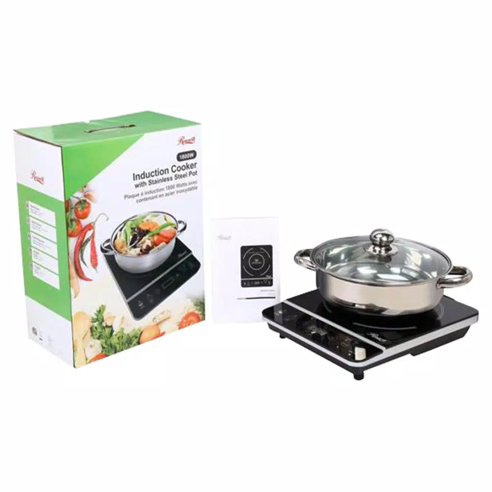 Rosewill 1800W Single Burner Induction Cooktop, 13 in. Black Hot Plate with Temperature Controls
