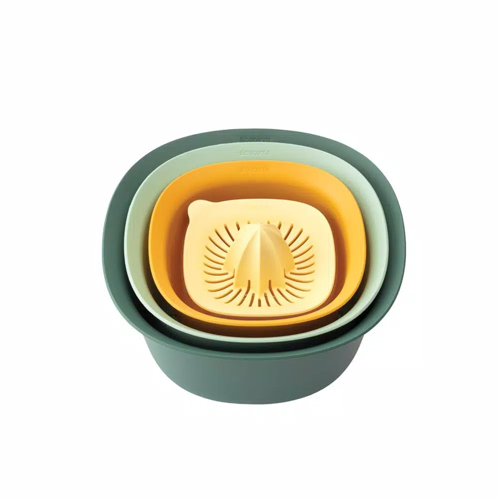 Brabantia 4-Piece Mixing Bowl Set with Colander, Juicer, and Measuring Jug