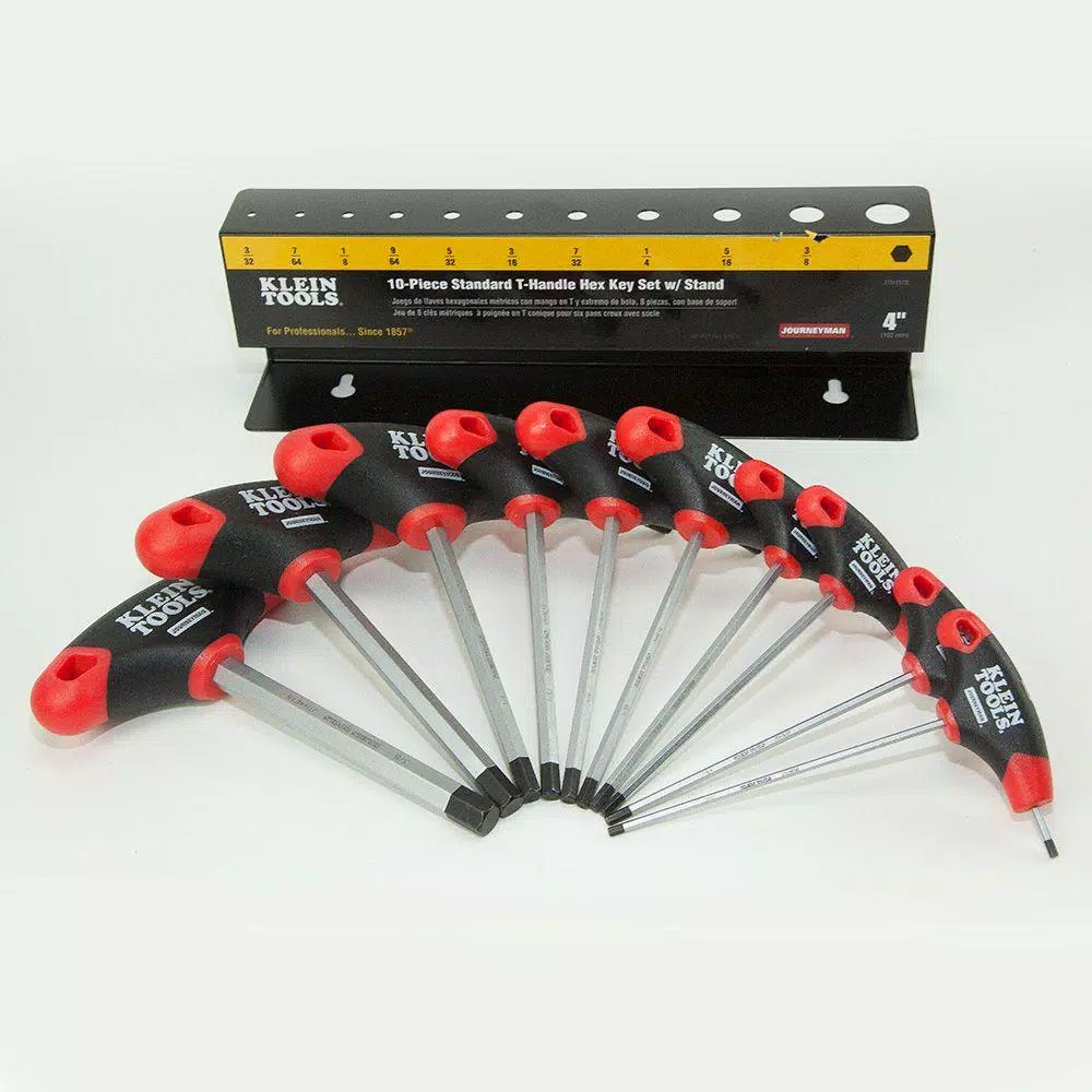 Klein Tools Journeyman 10-Piece SAE T-Handle Hex Key Set with Metal Stand