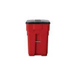Suncast Commercial 96 Gallon Red Heavy Duty Wheeled Trash Can with Attached Lid thumbnail 3
