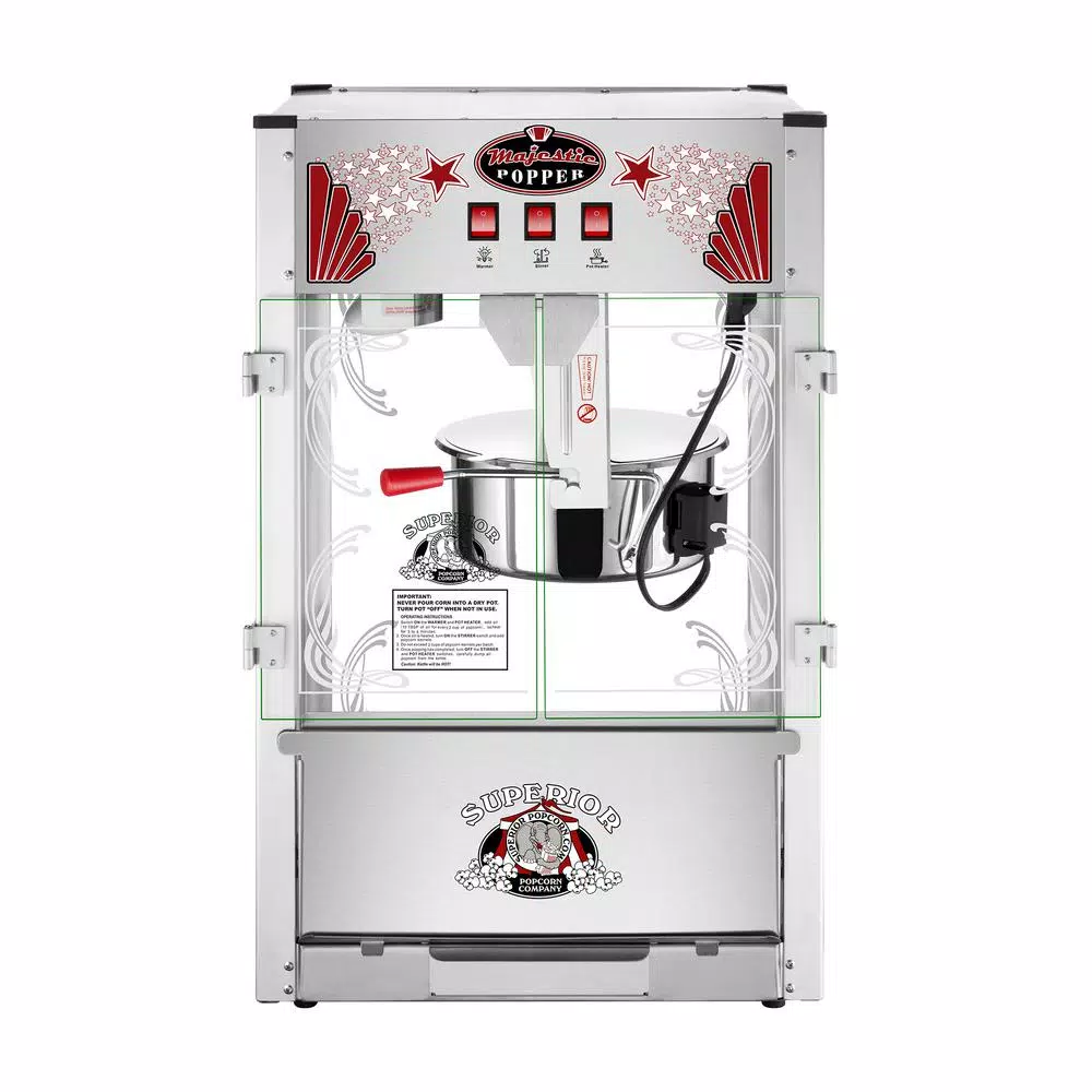 Superior Popcorn Company 16 oz. Majestic Silver Countertop Popcorn Machine