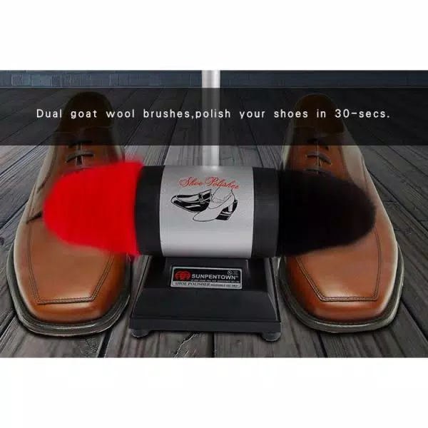 SPT Professional Shoe Buffer with 100% Lamb Wool Dual Buffers and 31 in. Stand-Up Operation