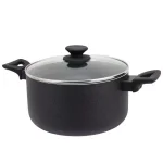 Oster Ashford 6 Qt. Round Aluminum Nonstick Dutch Oven with Glass Lid, Black thumbnail 1