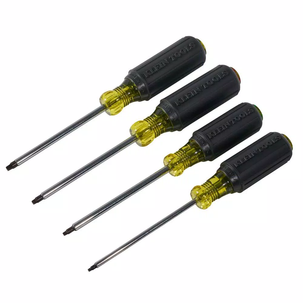 Klein Tools 4-Piece Square Recess Robertson Screwdriver Set with Cushion-Grip Handles