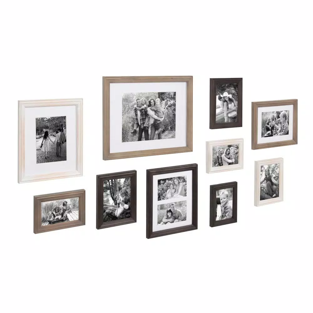 Kate and Laurel Bordeaux 10-Piece Gallery Wall Picture Frame Set - Multicolored Neutral Finishes
