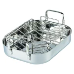Cooks Standard 10 Qt. Stainless Steel Roasting Pan with V-Shaped Rack, 14 x 12 x 3 in. thumbnail 1