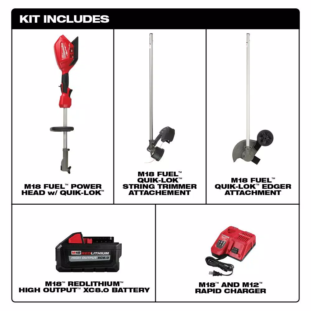 Milwaukee M18 FUEL 18V Brushless Cordless String Trimmer Kit with QUIK-LOK Edger Attachment