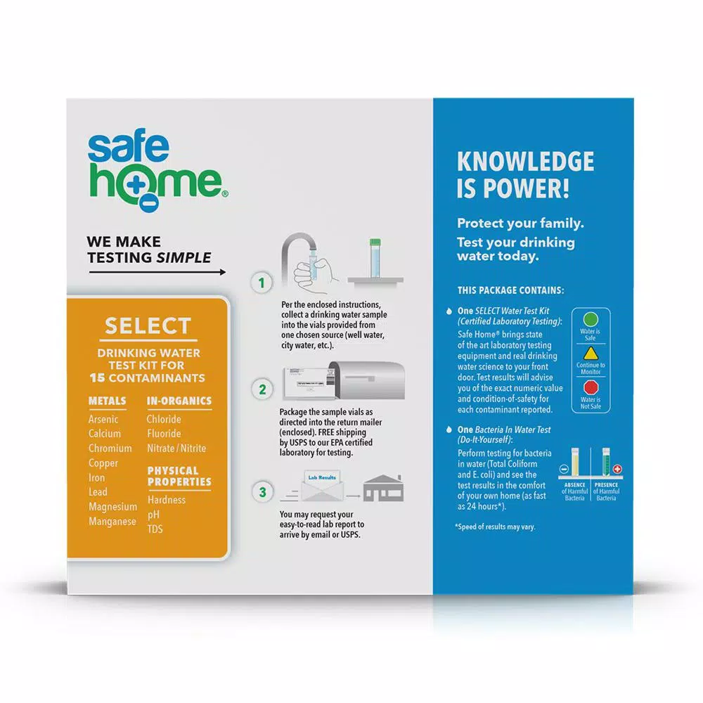 Safe Home Select Water Test Kit - Lab Tested for 15 Contaminants