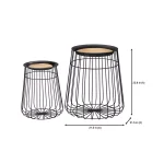 Home Decorators Collection Round Black Metal Decorative Basket Set with Wood Lid, Set of 2 thumbnail 2