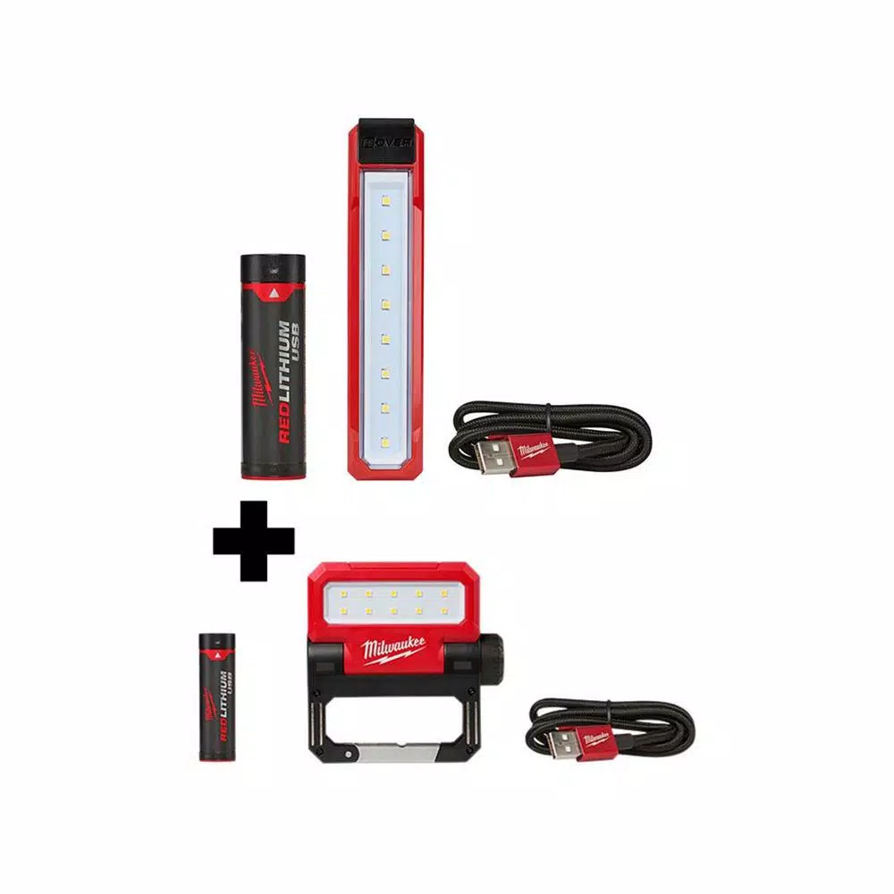 Milwaukee REDLITHIUM USB Rechargeable LED Rover Flood Light 2-Pack (445 & 550 Lumens)
